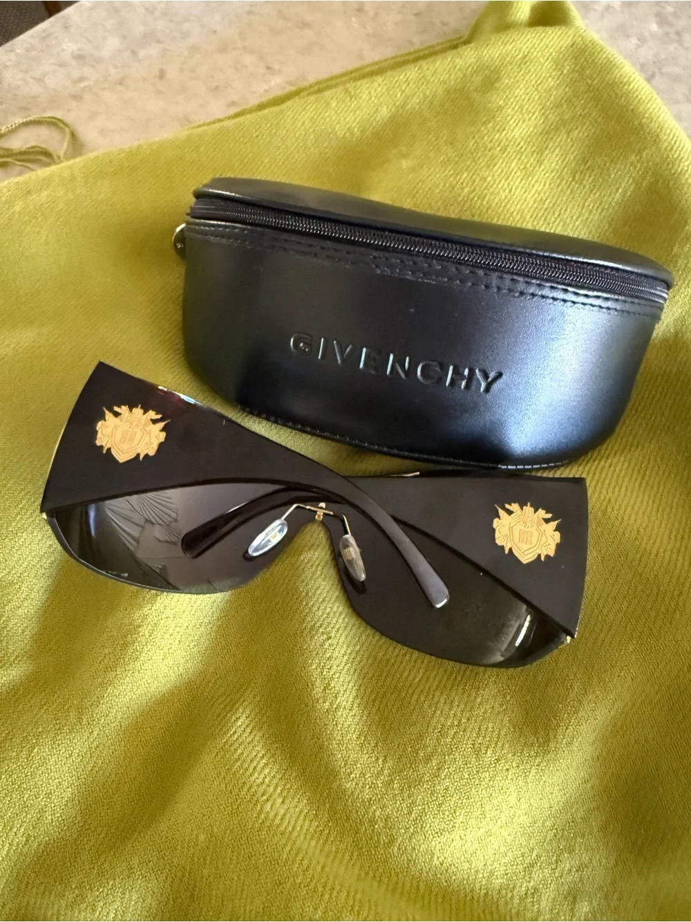 Givenchy Shield Sunglasses with Gold Accent and Black Case